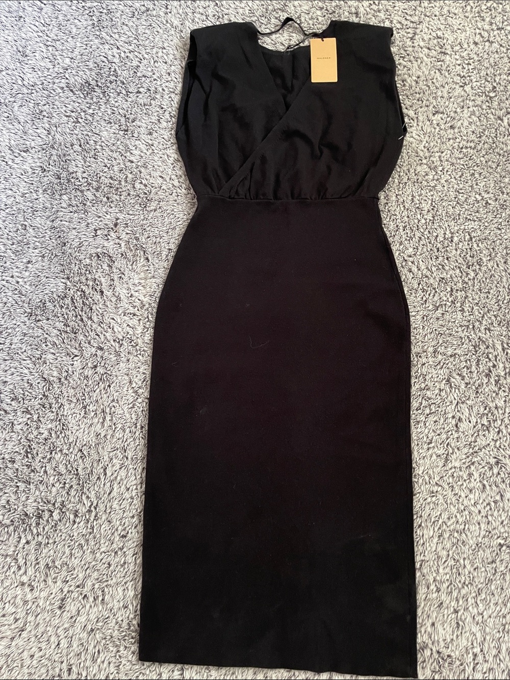 Halogen Black Sleeveless Surplice Midi Dress